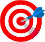 an image of a red and white target with an arrow in the centre